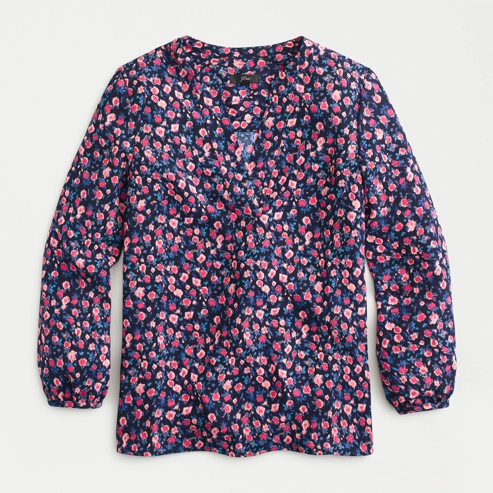 J. Crew Navy and Pink Floral Top